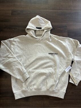 Fear Of God Essentials Light Oatmeal Hoodie Large NWT